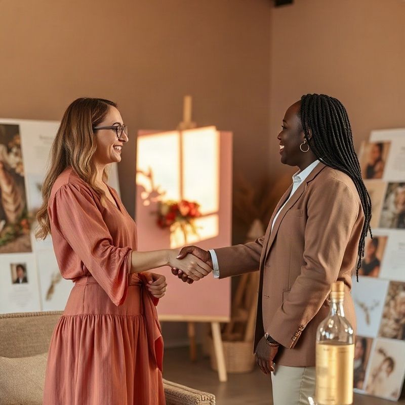 Warm handshake meeting between an Echoiastro planner and client in the Nakuru studio